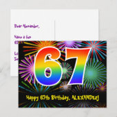 Carte Postale 67e Anniversaire – Motif de feux d'artifice amusan (Devant / Derrière)