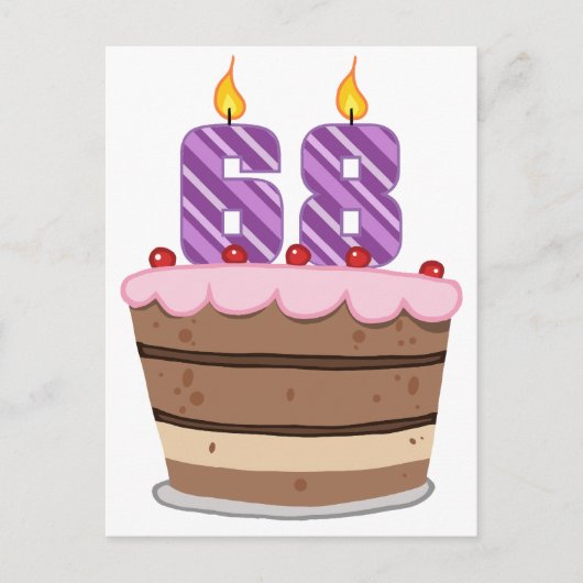 Carte Postale 68 ans sur le gâteau d'anniversaire (Devant)