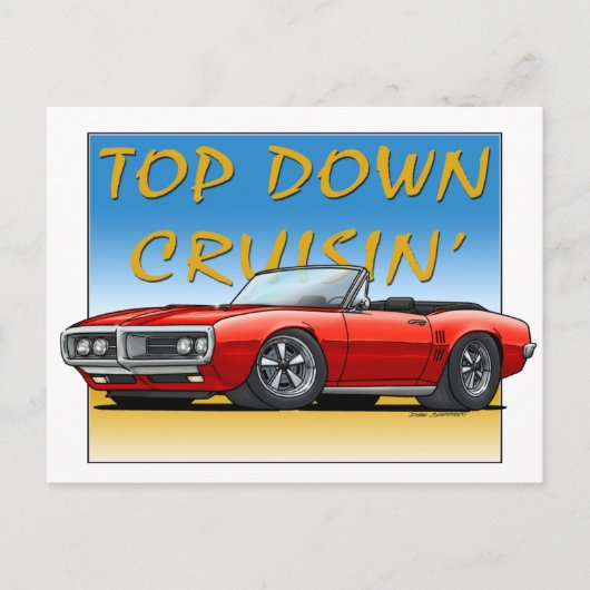 Carte Postale 68 Firebird rouge convertible (Devant)
