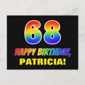Carte Postale 68e anniversaire : Bold, amusant, simple, arc-en-c (Devant)