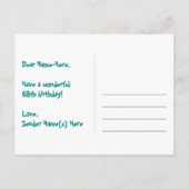 Carte Postale 68e Anniversaire : motif d'étoiles amusantes, arc- (Dos)