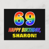 Carte Postale 69e anniversaire : Bold, amusant, simple, arc-en-c (Devant)