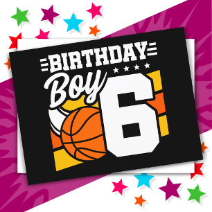 Carte Postale 6 ans Basketball Party Thème 6e anniversaire garço