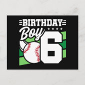 Carte Postale 6 Ans Fête de Baseball Thème 6ème anniversaire Gar (Devant)