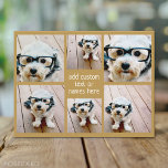 Carte Postale 6 Collage photo minimaliste - Gold et White Grid<br><div class="desc">Utilisez votre photo ou vos photos préférées pour faire un plaisir à garder à partager avec vos amis. Un collage de 6 photos dans une grille amusante avec différentes tailles. Un design simple avec des instantanés et un bloc de texte. Découpez les photos en carré avant de les télécharger. Pour...</div>
