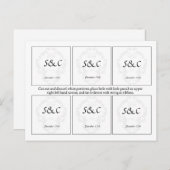 Carte Postale 6 Élégantes Balises de mariage blanc/argenté (Devant / Derrière)