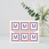 Carte Postale 6 Favoriser les étiquettes Coral Navy Blue Chevron (Debout devant)