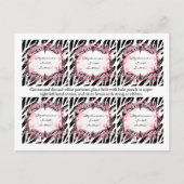 Carte Postale 6 Favoriser les étiquettes Girly Butterfly Zebra P (Devant)