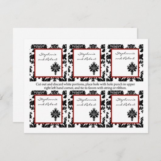 Carte Postale 6 Favoriser les étiquettes Mariage Black Red Damas (Devant / Derrière)