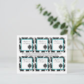 Carte Postale 6 Favoriser les étiquettes Mariage noir Turquoise  (Debout devant)