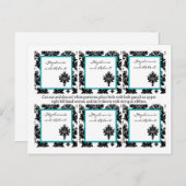 Carte Postale 6 Favoriser les étiquettes Mariage noir Turquoise  (Devant / Derrière)