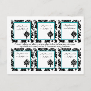 Carte Postale 6 Favoriser les étiquettes Mariage noir Turquoise