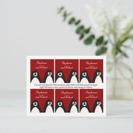 Carte Postale 6 Favoriser les étiquettes Mariage Penguin Love Co (Debout devant)