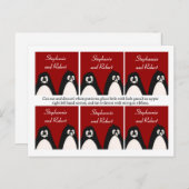 Carte Postale 6 Favoriser les étiquettes Mariage Penguin Love Co (Devant / Derrière)