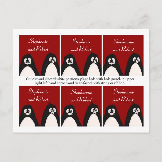 Carte Postale 6 Favoriser les étiquettes Mariage Penguin Love Co (Devant)