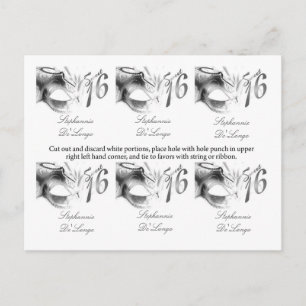 Carte Postale 6 Favoriser les étiquettes Sweet 16 Silver White P