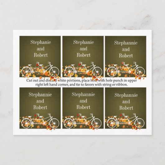 Carte Postale 6 Favoriser les étiquettes Whimsical Brown Vélo do (Devant)