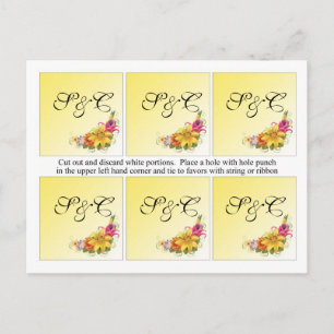 Carte Postale 6 Fleurs Bouquet Mariage Favoriser Tags