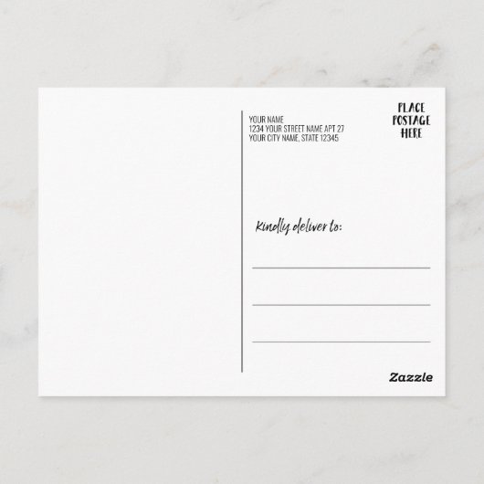 Carte Postale 6 Modèle photo avec 2 lignes de texte - Noir (Dos)