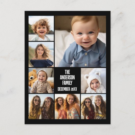 Carte Postale 6 Modèle photo avec 2 lignes de texte - Noir (Devant)