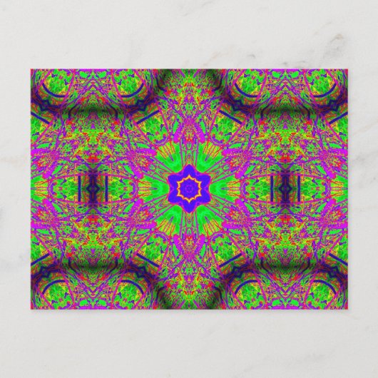 Carte Postale 6 points bleu début violet et jaune géométrique (Devant)