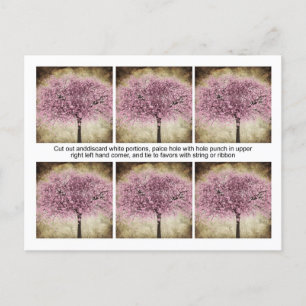 Carte Postale 6 Tags de mariage dans l'arbre rose
