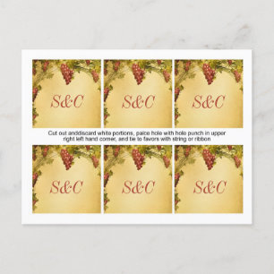 Carte Postale 6 Vignoble Mariage Favor Tags