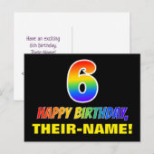 Carte Postale 6e anniversaire : Bold, amusant, simple, arc-en-ci (Devant / Derrière)