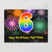 Carte Postale 6e anniversaire - Fun Motif Fireworks + Rainbow 6 (Devant)