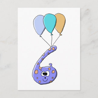 Carte Postale 6e Birthday, Purple Birthday Monster Cartoon.