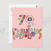 Carte Postale 70 and Fabulous Happy 70th Birthday (Devant / Derrière)
