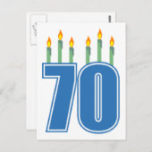 Carte Postale 70 bougies d'anniversaire (bleu / vert) (Devant / Derrière)
