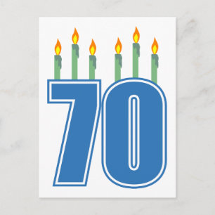 Carte Postale 70 bougies d'anniversaire (bleu / vert)
