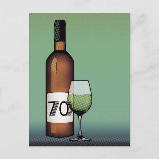 Carte Postale 70e anniversaire : bouteille de vin & verre (Devant)