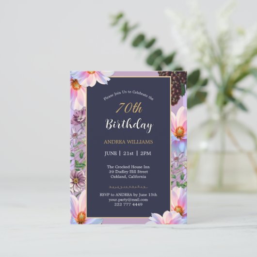 Carte Postale 70e Anniversaire Fête Fleur Printanière (Debout devant)