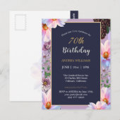 Carte Postale 70e Anniversaire Fête Fleur Printanière (Devant / Derrière)