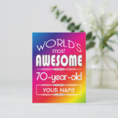 Carte Postale 70e Anniversaire Monde Meilleur Fabuleux Arc-en-ci (Debout devant)