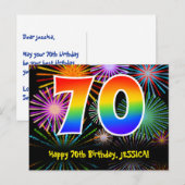 Carte Postale 70e Anniversaire – Motif de feux d'artifice amusan (Devant / Derrière)