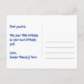 Carte Postale 70e Anniversaire – Motif de feux d'artifice amusan (Dos)