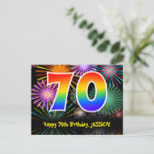 Carte Postale 70e Anniversaire – Motif de feux d'artifice amusan (Debout devant)