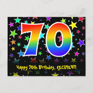Carte Postale 70e Anniversaire : Motif Étoiles Amusantes, Arc-en