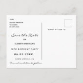 Carte Postale 70e anniversaire Save the Date tropicale black sta (Dos)