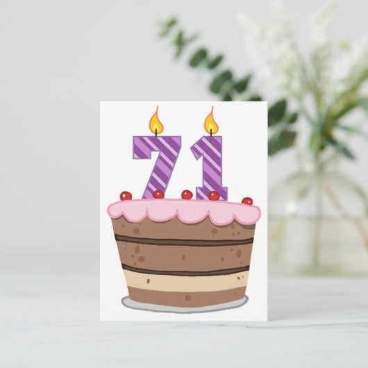 Carte Postale 71 ans sur le gâteau d'anniversaire (Debout devant)