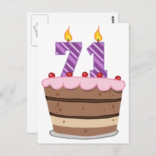 Carte Postale 71 ans sur le gâteau d'anniversaire (Devant / Derrière)