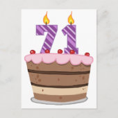 Carte Postale 71 ans sur le gâteau d'anniversaire (Devant)