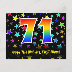 Carte Postale 71e anniversaire : Fun Stars Motif, Rainbow 71, No