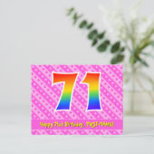 Carte Postale 71e anniversaire : Pink Stripes & Hearts, Arc-en-c (Debout devant)