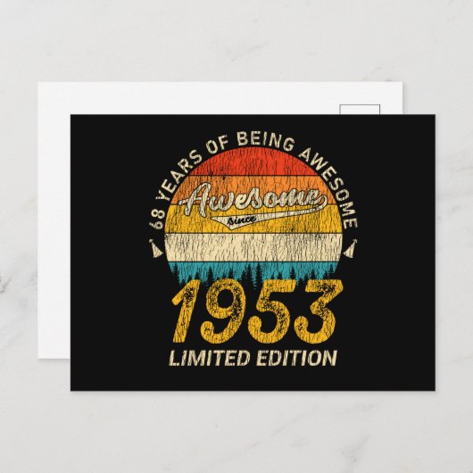 Carte Postale 72 ans 1953 Retro Awesome 72e anniversaire Cadeau (Devant / Derrière)