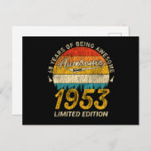 Carte Postale 72 ans 1953 Rétro Génial Cadeau pour 72ème Anniver (Devant / Derrière)