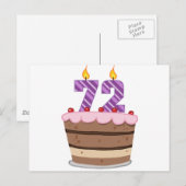Carte Postale 72 ans sur le gâteau d'anniversaire (Devant / Derrière)